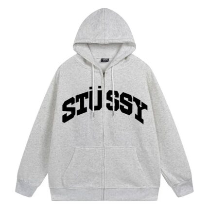 Stussy Block Sport Zip-Up Hoodie Gray