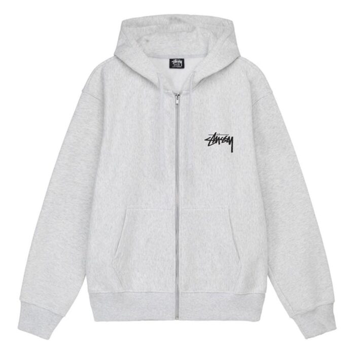 Stussy Burning Stock Zip Hoodie Gray