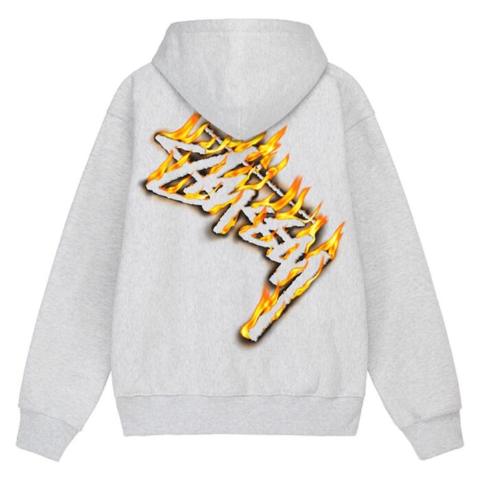 Stussy Burning Stock Zip Hoodie Gray