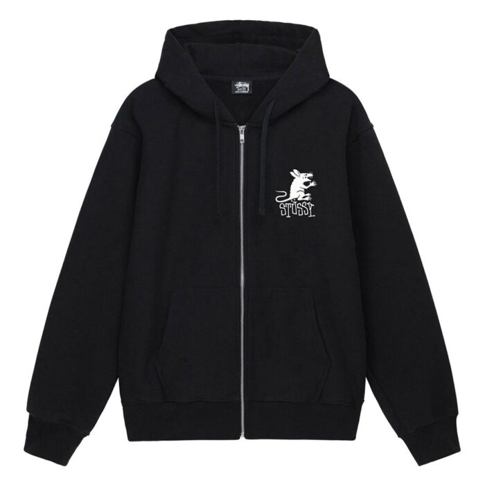 Stussy Rat Zip-Up Hoodie Black