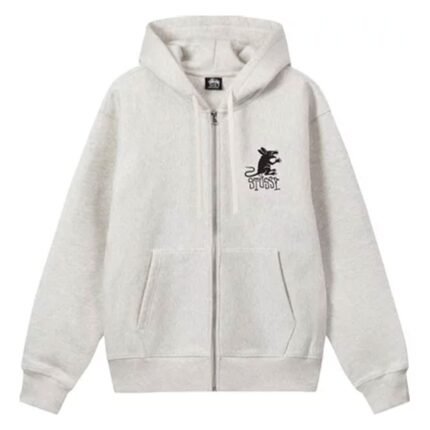 Stussy Rat Zip-Up Hoodie Gray