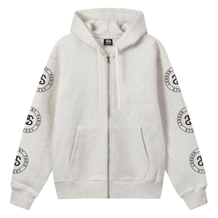 Stussy Seal Zip-Up Hoodie Gray