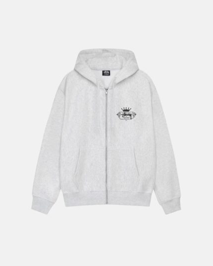 STUSSY BUILT TO LAST ZIP HOODIE GREY