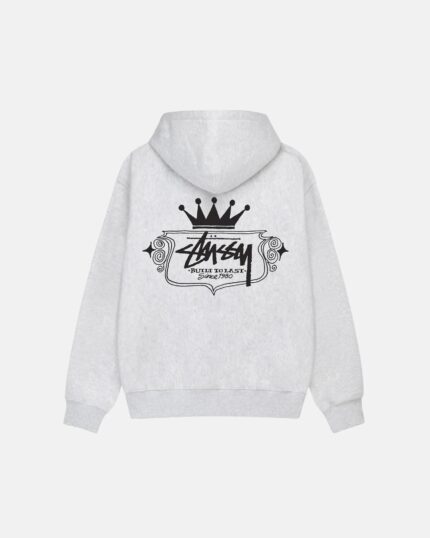 STUSSY BUILT TO LAST ZIP HOODIE GREY