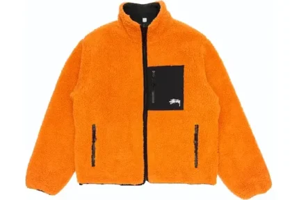 Stussy 8 Ball Sherpa Reversible Jacket – Orange