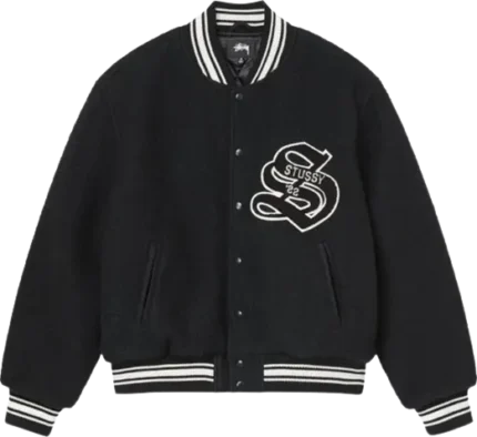 Stussy Black Aesthetic Varsity Jacket